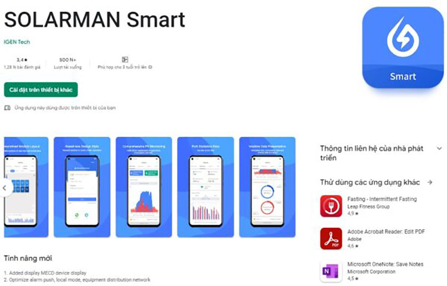 Giám sát sản lượng điện mặt trời qua smartphone tiện lợi.