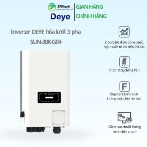 Inverter Deye hòa lưới 3 pha 30kW, 2 MPPT (kèm WiFi), Model SUN-30K-G04