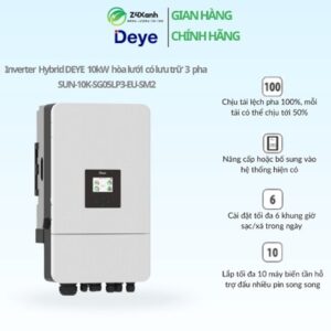 Inverter Hybrid Deye 3 pha 10kW (hòa lưới + lưu trữ), Model SUN-10K-SG05LP3-EU-SM2