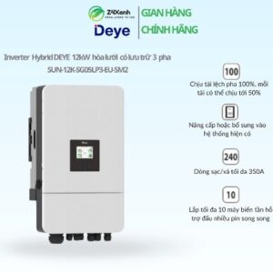 Inverter Hybrid Deye 3 pha 12kW (hòa lưới + lưu trữ), Model SUN-12K-SG05LP3-EU-SM2
