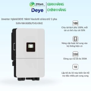Inverter Hybrid Deye 3 pha 16kW (hòa lưới + lưu trữ), Model SUN-16K-SG05LP3-EU-SM2